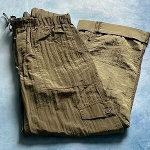 Crop army green sheen pants